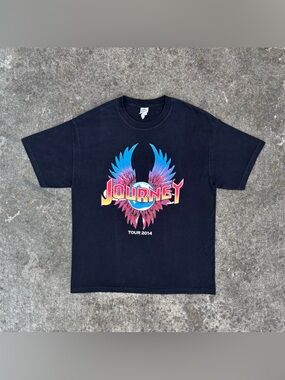 Y2k Journey Steve Miller Tower of Power 2014 Tour Concert T-Shirt Black Wings